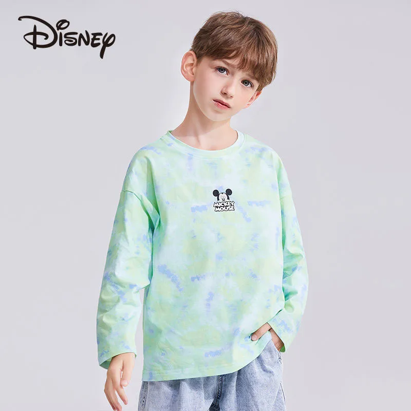 Disney Long Sleeve Hoodie Cotton Tie Dye Top Breathable Casual Fashion Bottoming Shirt Boys Spring Autumn Sweater Children