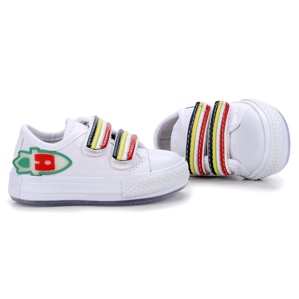 

Kiko Kids Alf 134 Colorful Velcro Luminous Girls/Male Child Linen Sports Shoes
