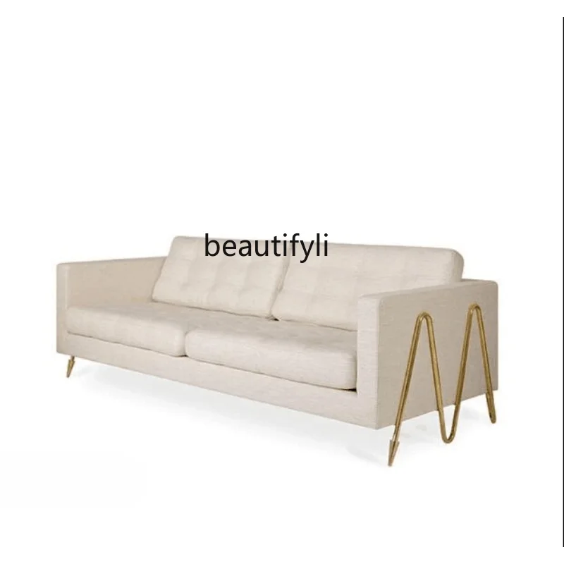 

Индивидуальный Американский тканевый двойной диван, Скандинавский современный простой дизайн из нержавеющей стали, полная мебель для гостиной