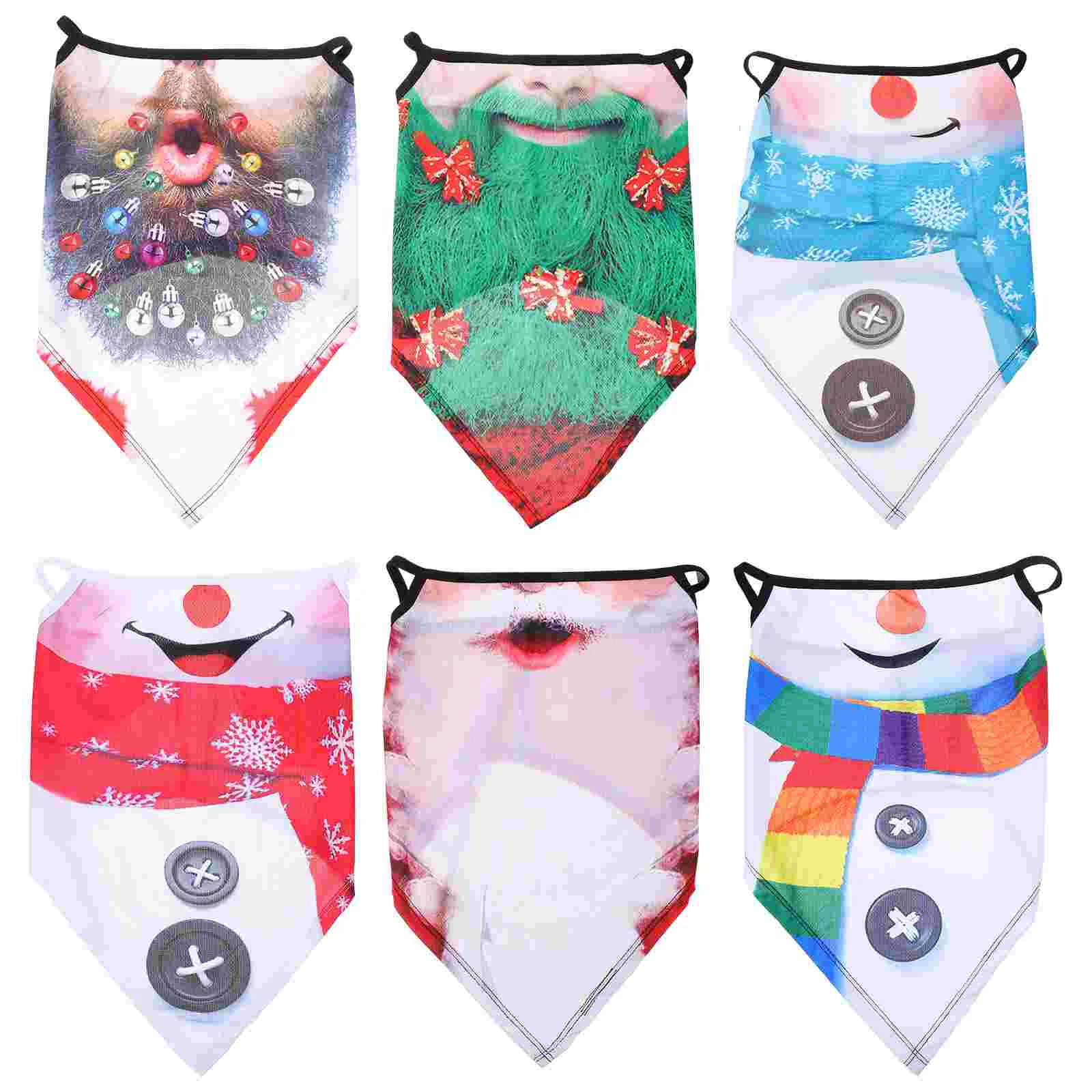 

6Pcs Christmas Printed Dust-proof Biker Cycling Triangle Towel for Outdoor