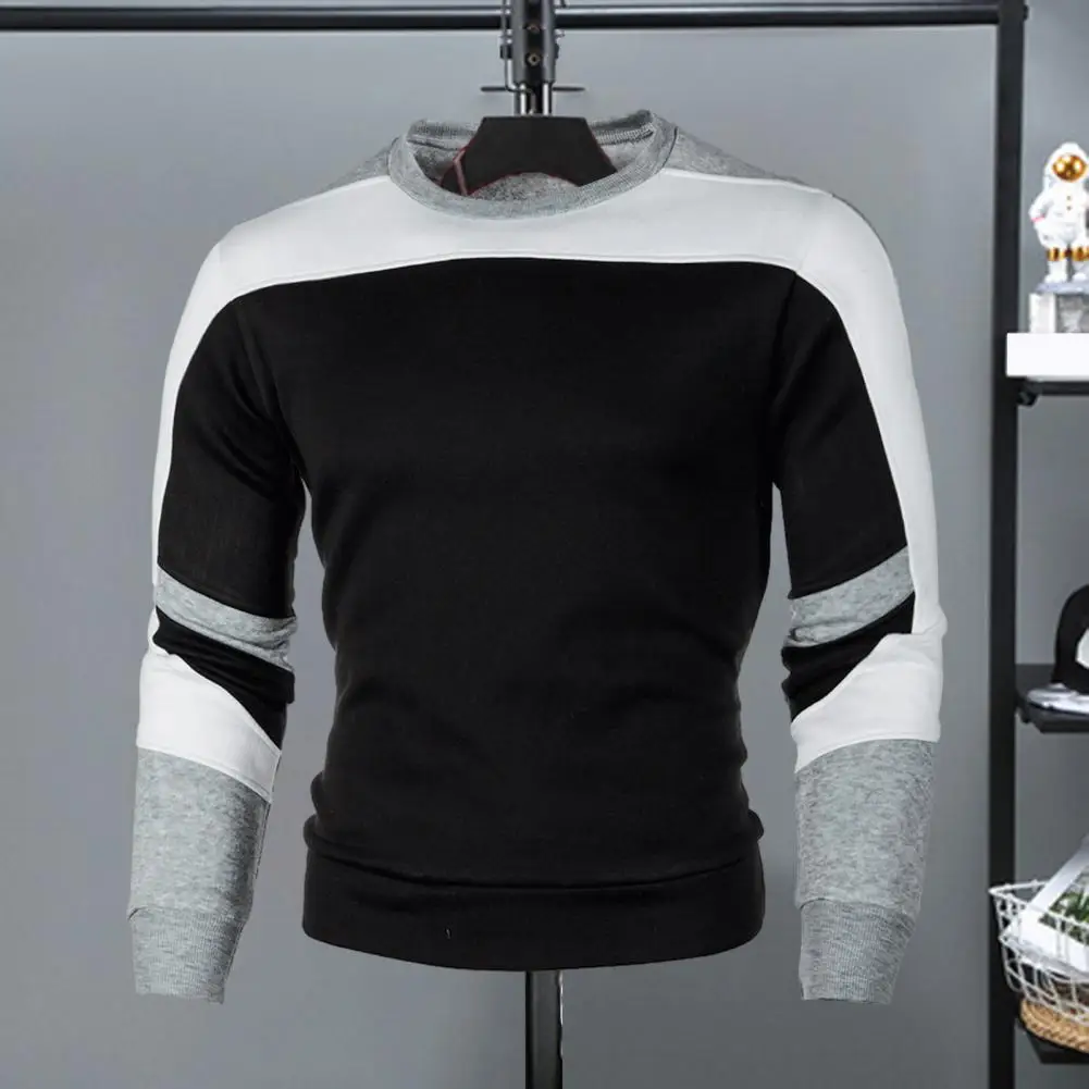 

Men T-shirt Stylish Men's Color Matching Sweatshirt Soft Slim Fit Elastic Cuff Pullover for Spring/fall Casual Top T-shirt Men