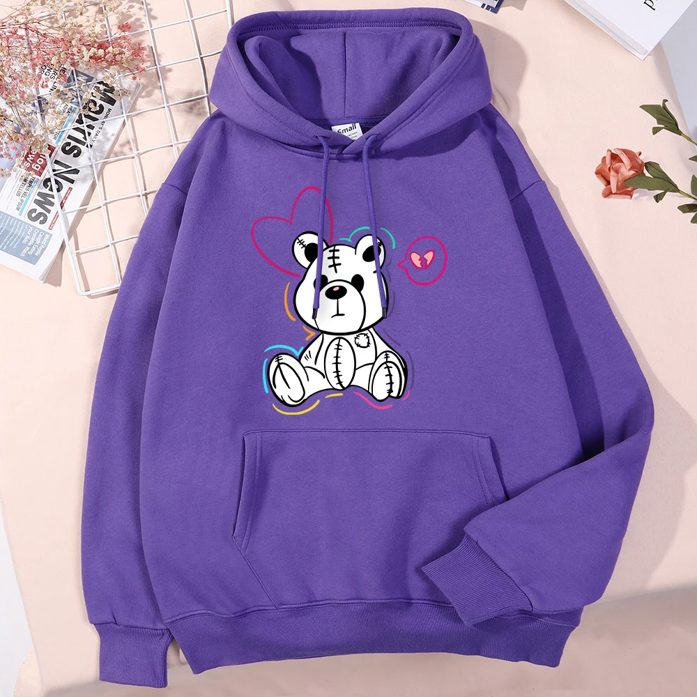 

Толстовка мужская с принтом медведя-марионетки, Модный повседневный костюм с капюшоном в стиле Харадзюку, удобная винтажная одежда, спортивный костюм