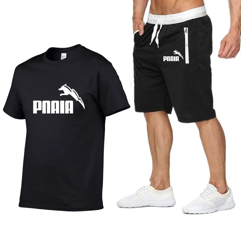 New Summer PNAIA Streetwear Men Set Tracksuit Man Clothes Printed T shirt Shorts Pants Sportswear Mens T-shirt 2-Piece Suit