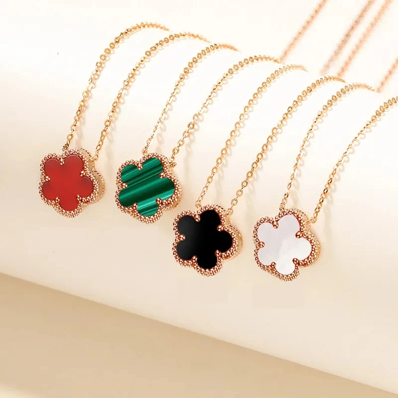 

2023 Fashion Silver 925 High Quality Hot Selling Agate Four-Leaf / Five-Leaf Flower Clover Necklace Women's Necklace Suit Gift
