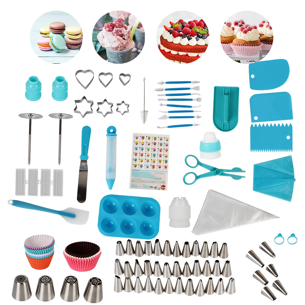 

Cake Decorating Mouth Set Baking Tools Kit Blue Baking Supplies Sets Folding Box Gift With Three-layer Storage 236 Pcs