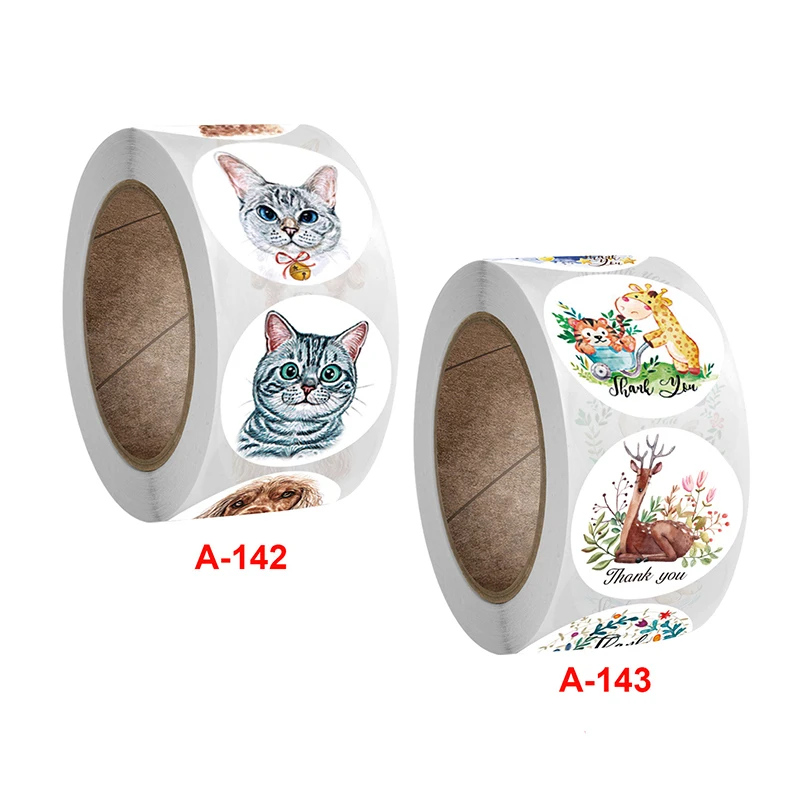 

50-500 шт. милые наклейки для домашних животных, Мультяшные Веселые наклейки, наклейка с уплотнением, спасибо, рулон наклеек для упаковки, стик...