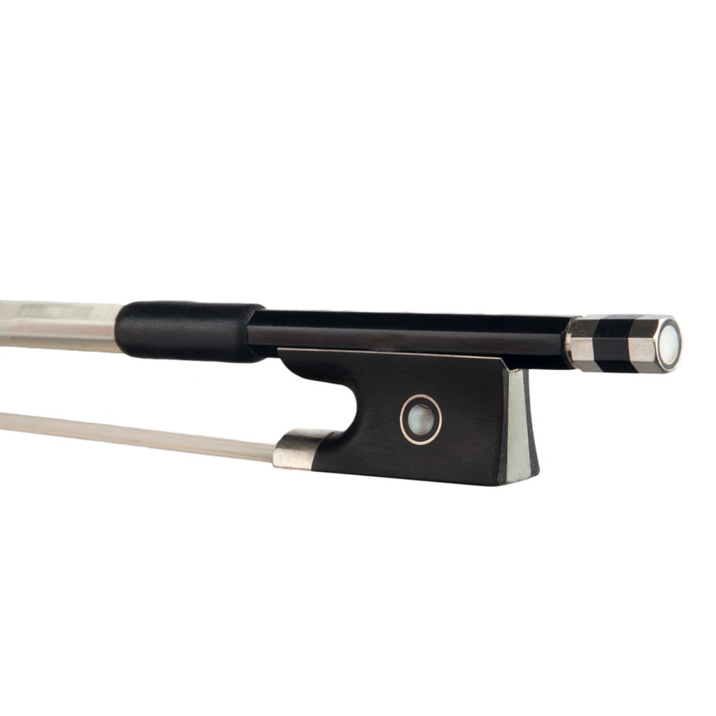 Mugig 5pcs Black Carbon Fiber Violin Bow 1/16 Small Size 50cm White Horsehair Ebony Frog Fast Response Child Student Bow