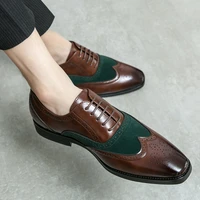 luxury italian style brogue oxford shoes men high quality velvetcow leather shoes male suit elegant wedding party office shoes