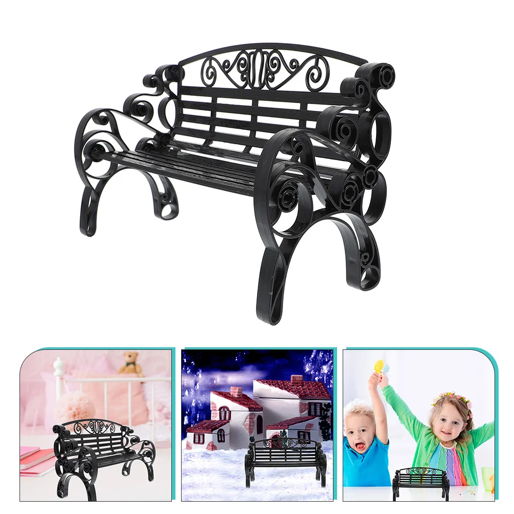 

Bench Miniminiature Park Modelfurniture Black Garden Accessoryhouse Decor Models Props Landscape Micro Chairs Ornament