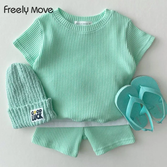 

Freely Move Cotton Baby Clothes Set Summer Casual Tops Shorts For Boys Girls Set Toddlers 2 Pieces Kids Baby Outifs Clothing