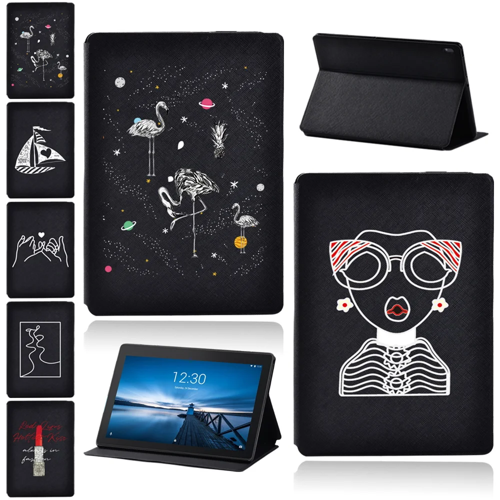 

Lenovo Tablet Case for Tab M10 X605F X505F/Tab M10 PLUS X606F X/Tab E10 TB-X104F Cover Simple Print with Support Leather Cover