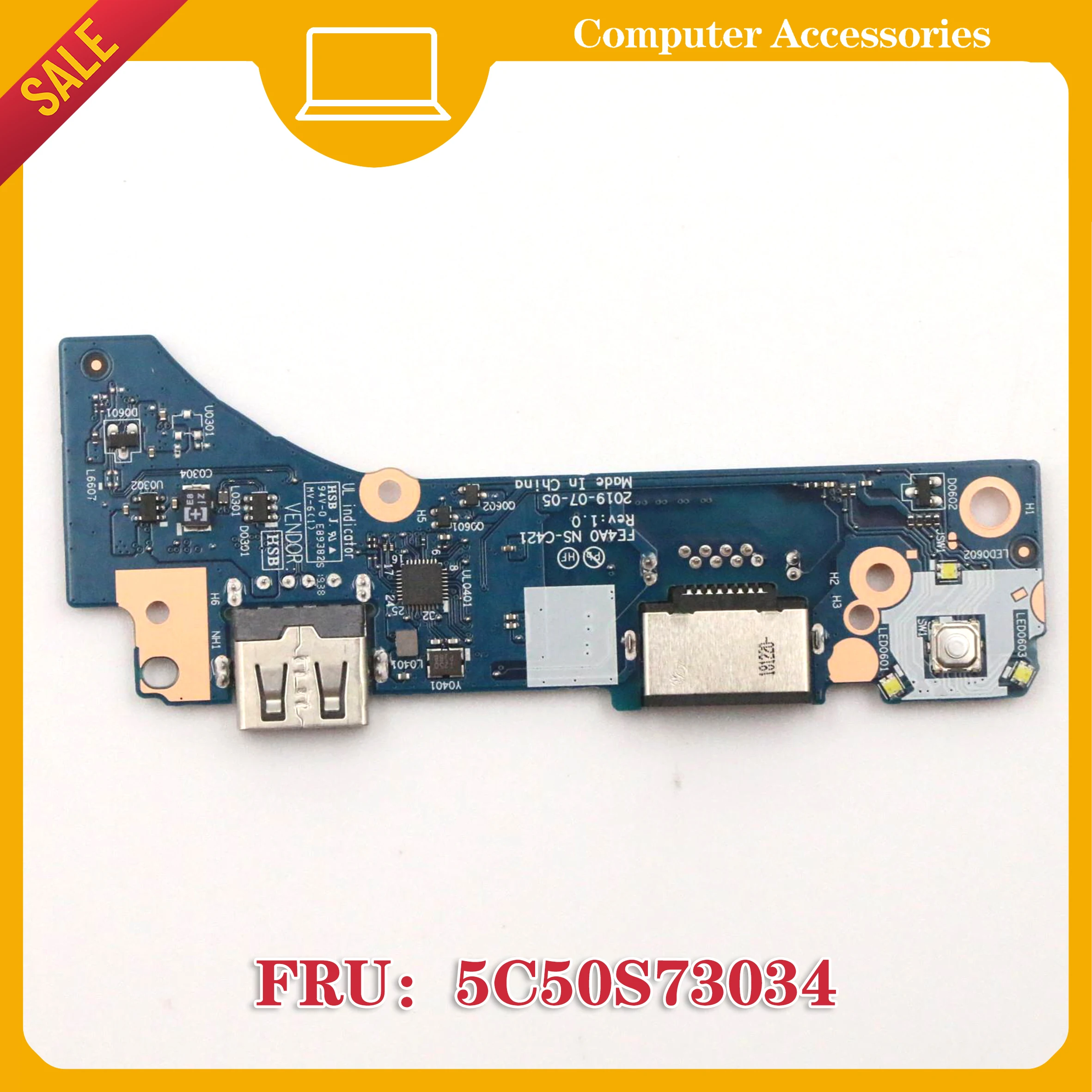 

For Lenovo ThinkPad E14 USB Ethernet power button board NS-C421 5C50S73034