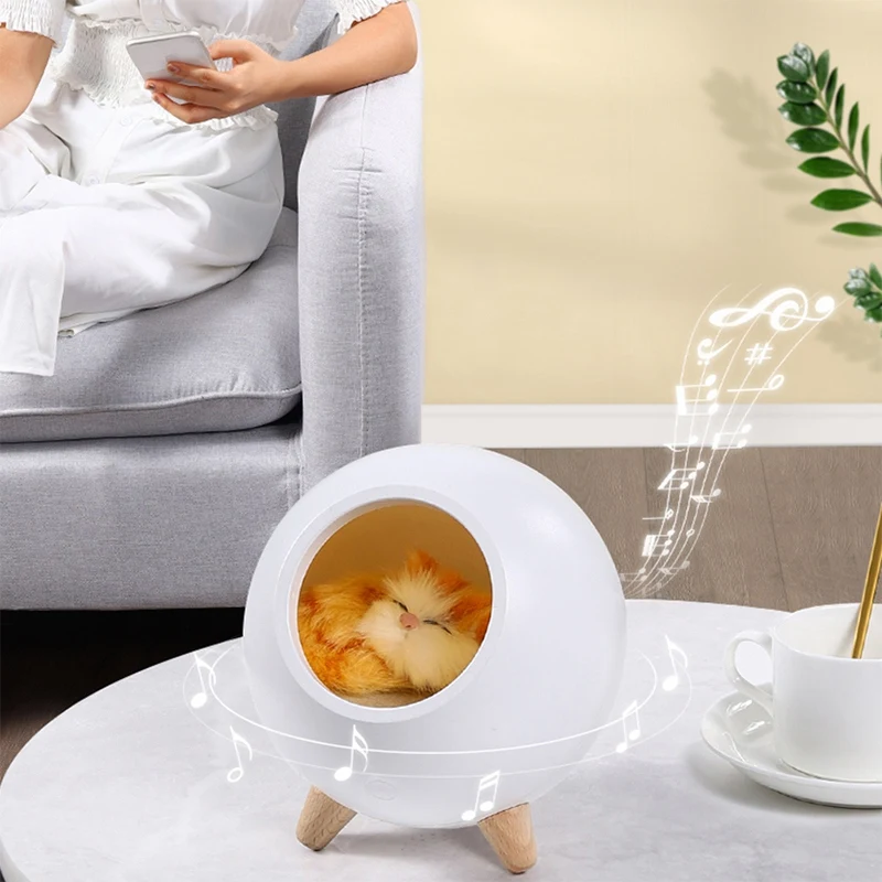 Promotion! Cute Cat House Bluetooth Speaker Night Light Press Dimming LED Baby Kids Bedside Sleep Lamps Bedroom Home Decor |
