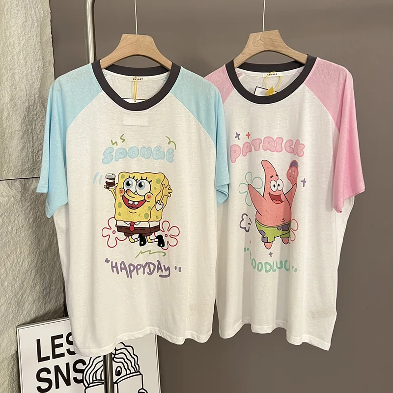 

NEW Kawaii Spongebob Pajama Sets Spring Autumn Short Loose Cate Cartoon Anime Cotton Lounge wear Pajamas for Women Patrick Star