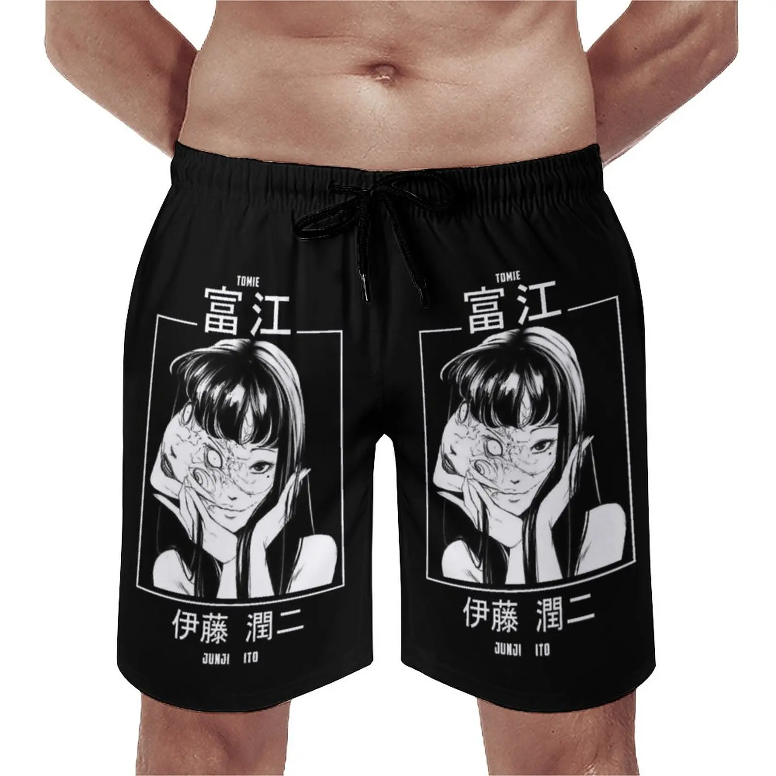 

Junji Ito Tomie Board Shorts Horror Manga Board Short Pants High Quality Men Pattern Printing Swimming Trunks Big Size 3XL