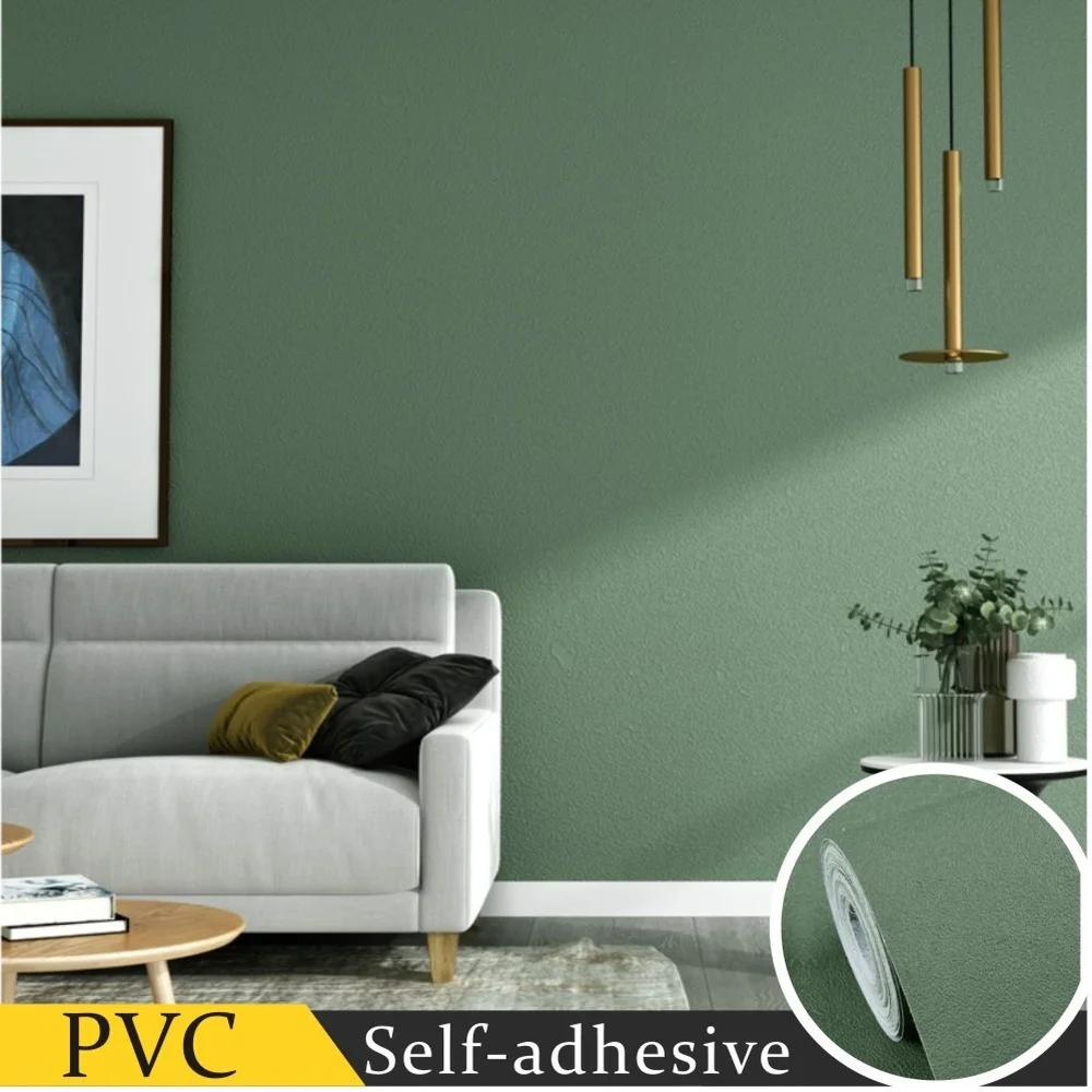 

Olive Green Solid Color Bedroom Wallpaper PVC Waterproof Self Adhesive Vinyl Contact Paper Wardrobe Decorative Wall Stickers
