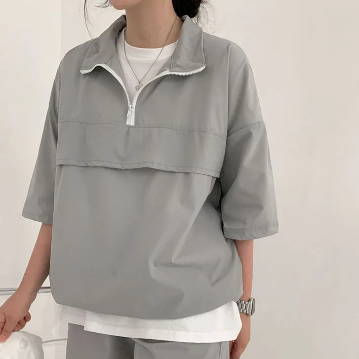 Summer Women's 2 Pieces Set Turtleneck Long Sleeve Top And Shorts Suit Female Summer Casual Tracksuit