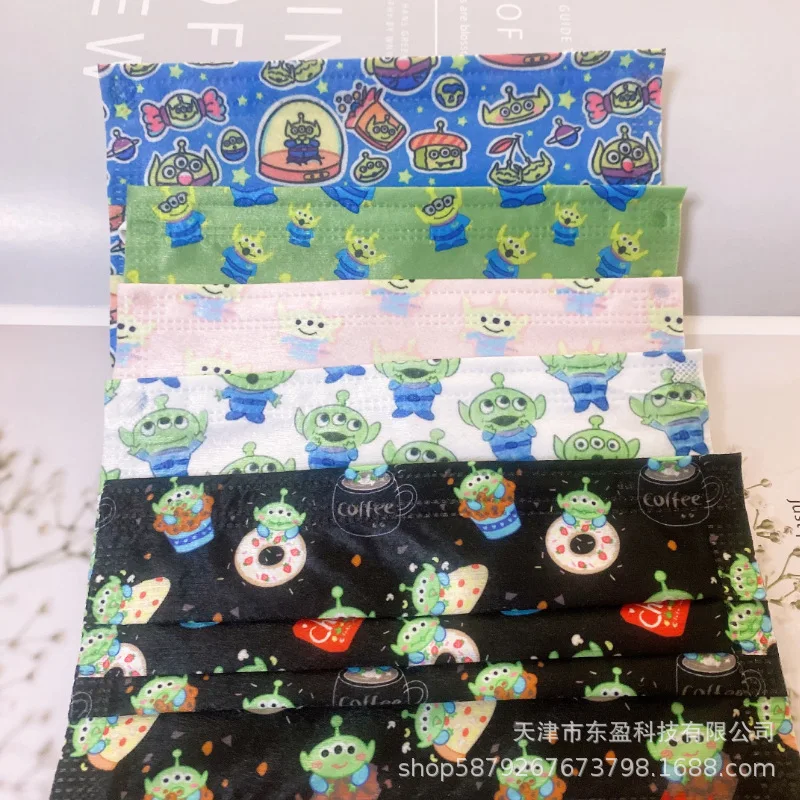 

50 шт. кавайная аниме История игрушек инопланетянин серия Милый принт одноразовая Защитная 3-слойная маска для лица мультяшная Пылезащитная ...