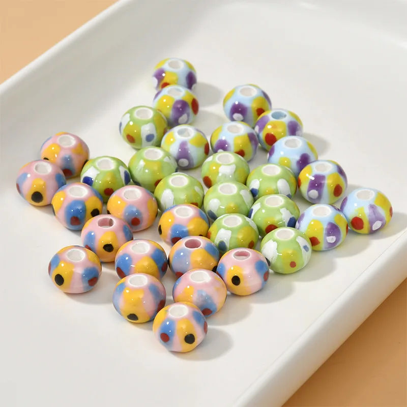 

10pcs Hand Painted Ceramic Beads 13X9mm Loose Spacer Porcelain Bead For Jewelry Making DIY Bracelet Accessories Fashion