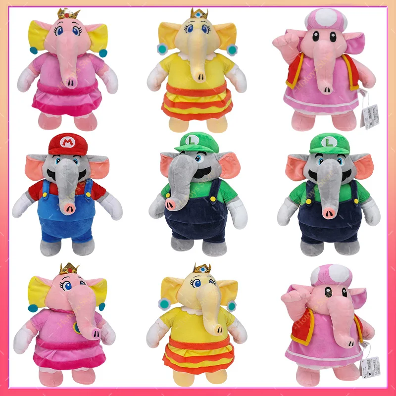 

In Stock Super Bro's Plush Elephant Luigi Princess Peach Daisy Toadette Cosplay Stuffed Animal Dolls Toys Kids Funny Xmas Gifts