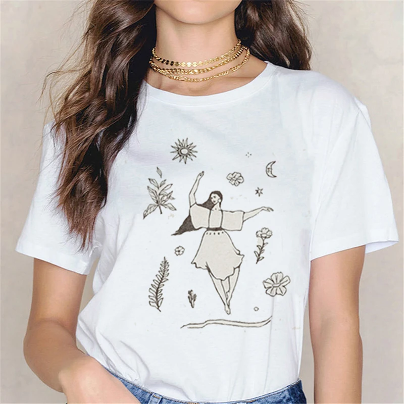 

Short Sleeve Summer New T-shirt Fashion Summer Women's T-shirt Female Cartoon Print Top Pattern T-shirt Loose Plus Size White T-