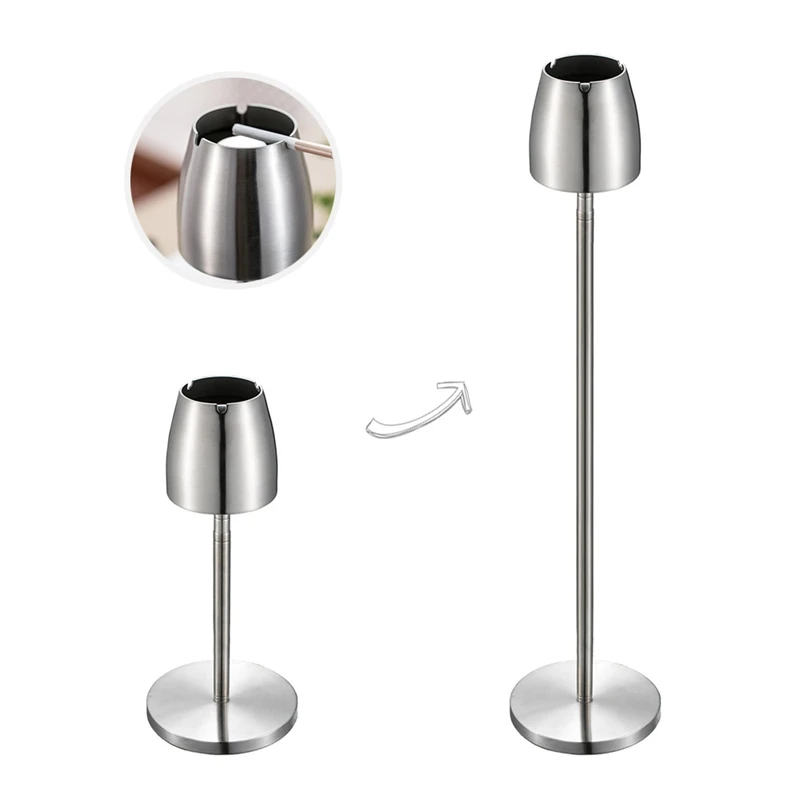 

Stainless Steel Telescopic Ashtray Floor Standing Ash Tray Ashtray Portable Metal Large Windproof Ashtray Smoking Accessori