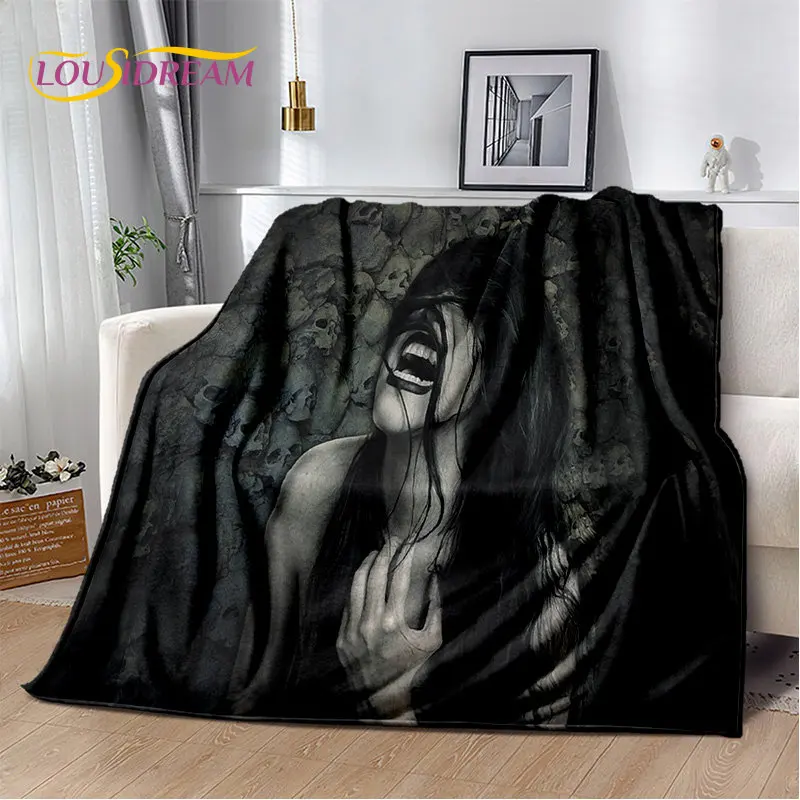 

3D Gothic Horror Ghost Skull Soft Plush Blanket,Flannel Blanket Throw Blanket for Living Room Bedroom Bed Sofa Picnic Cover Kids