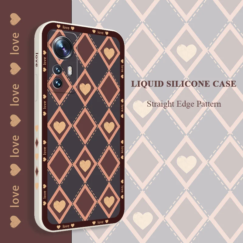 

Creative Plaid Love Phone Case For Xiaomi Mi 12 11 Ultra lite 10 10S 9 11T 10T 9T Pro Lite Poco M4 F3 X3 M3 Pro Cover