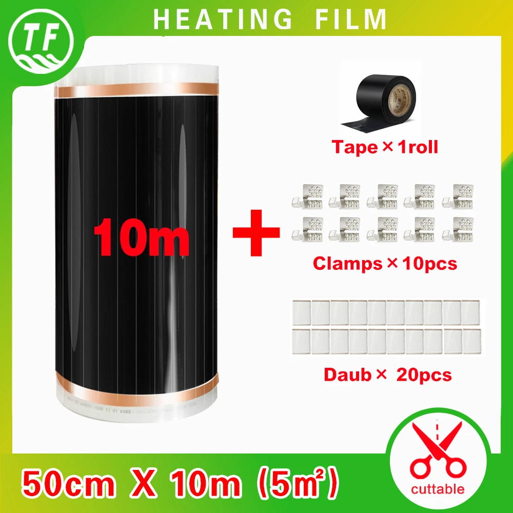 Far Infrared Heating Film Korea Made 4.m2-10m2 With PVC Tape And Clamps And Insulation Daub