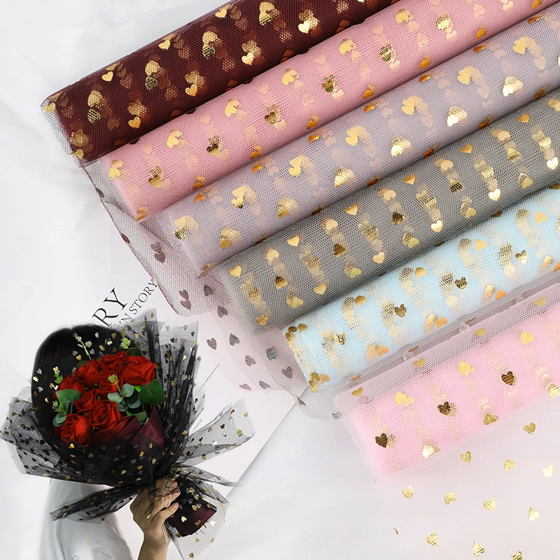 

50cm Wide Flower Wrapped Mesh Rose Sequin Love Net Gauze Flower Shop Floral Gift Stage Background Decoration Packaging Network