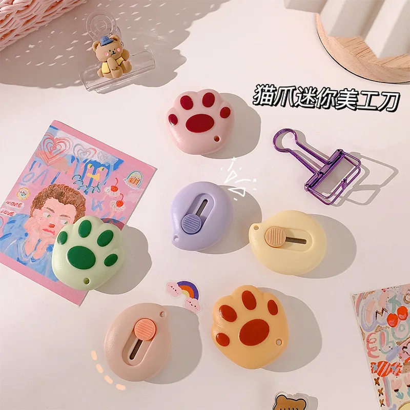 

Cute Kawaii Mini Art Utility Knife Cartoon Cat Paw Cloud Flower Shape Cutter Express Box Paper Envelope Opener Blade Stationery