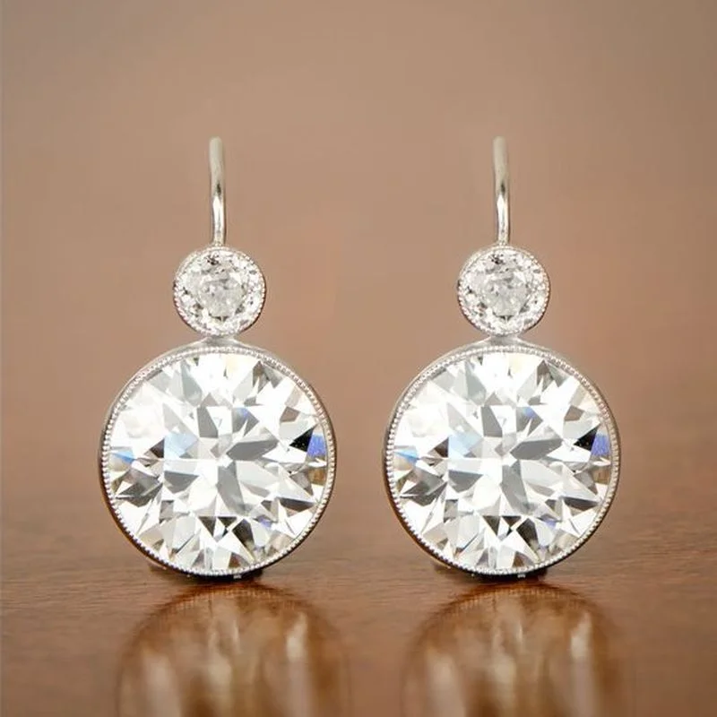 

Uilz Luxury Silver Color White Cubic Zircon Brilliant Women Wedding Earring Fancy Female Gift Timeless Styling Classic Jewelry