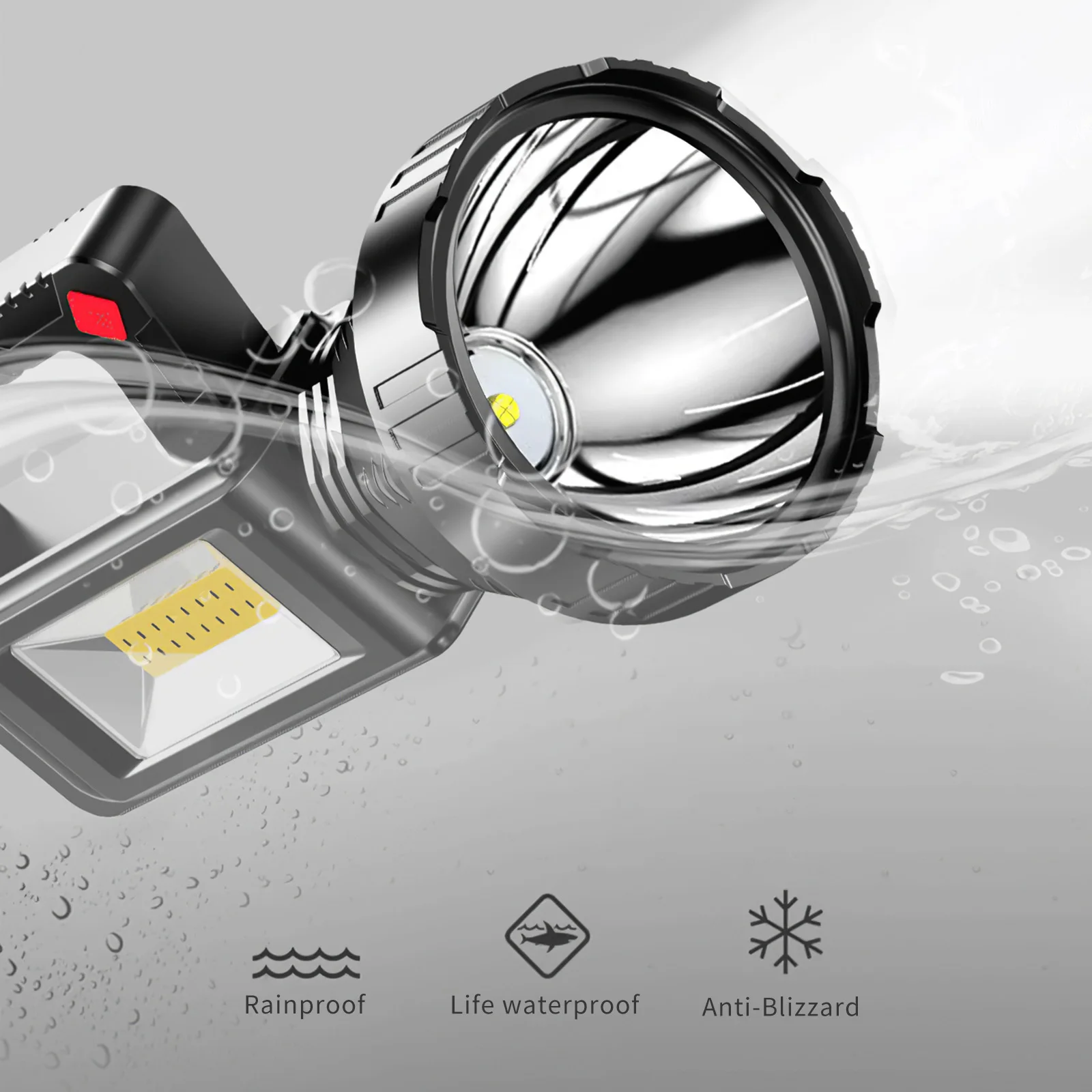 

Portable LED Outdoor Electric Search Lamp Dual Light Sources Handheld Spotlight Outdoor Solar Rechargeable With Power Indicator