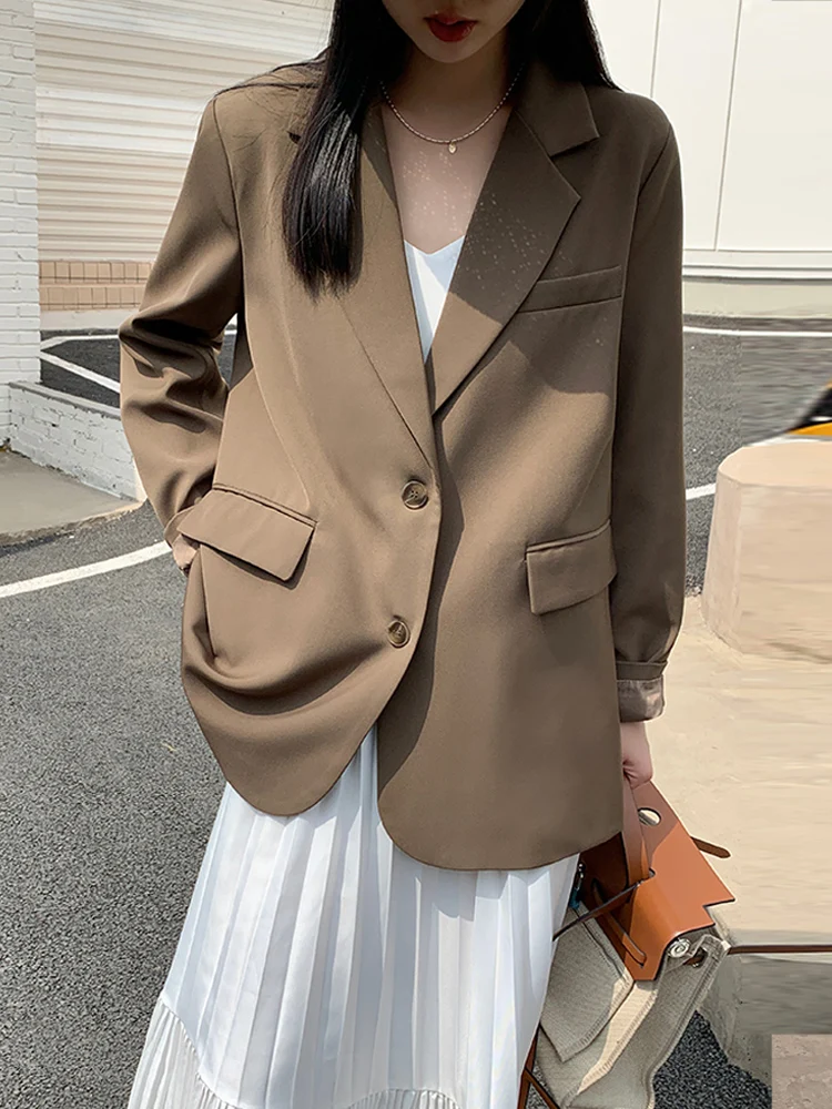 

Grey Suit Coats Women's Clothing Spring Autumn 2023 New Korean Loose Casual Long Sleeve Blazers Suits jp836