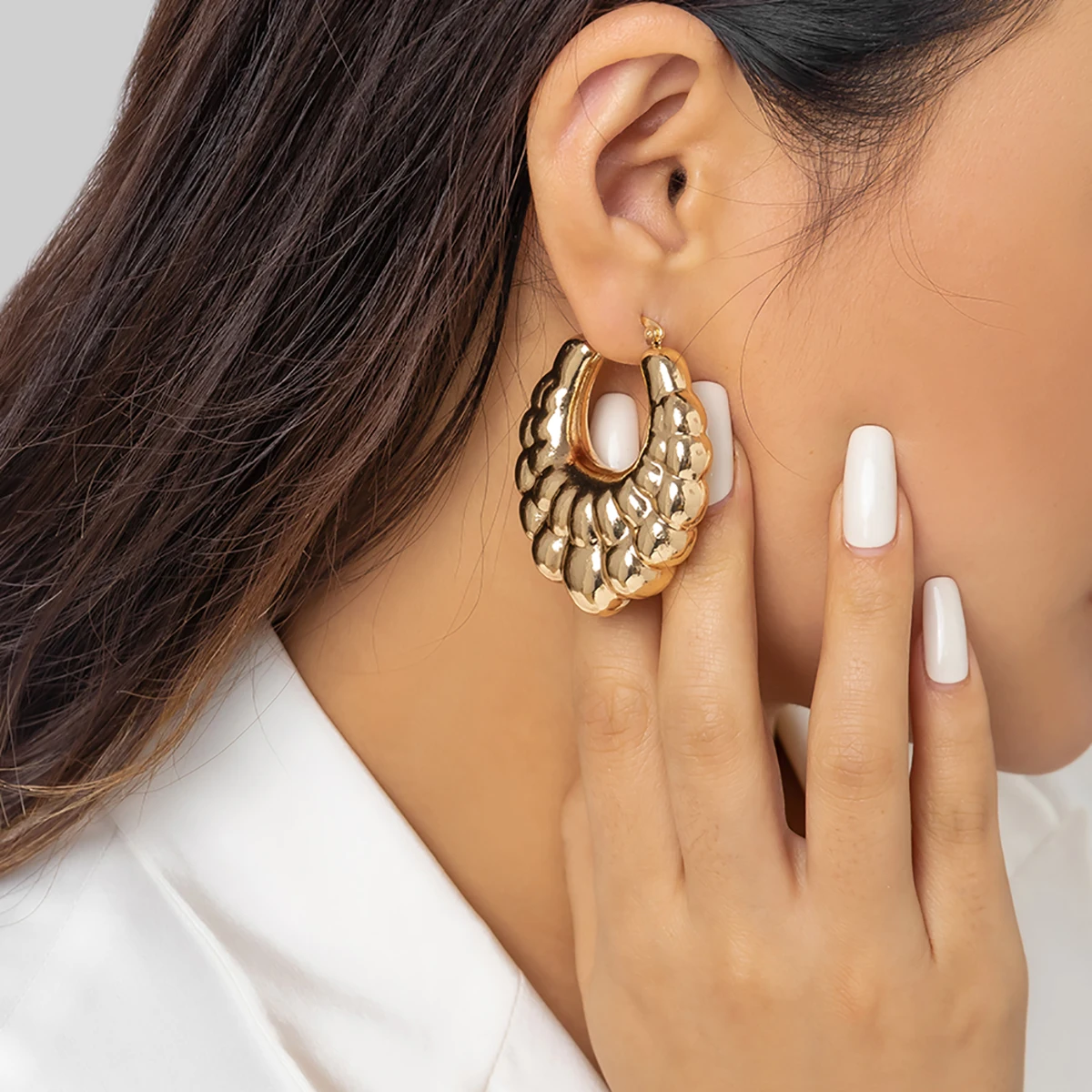 

CCB Material Large Uneven Drop Earrings for Women Trendy Ladies Summer Big Earrings 2023 Fashion Jewelry Accessories Female Gift