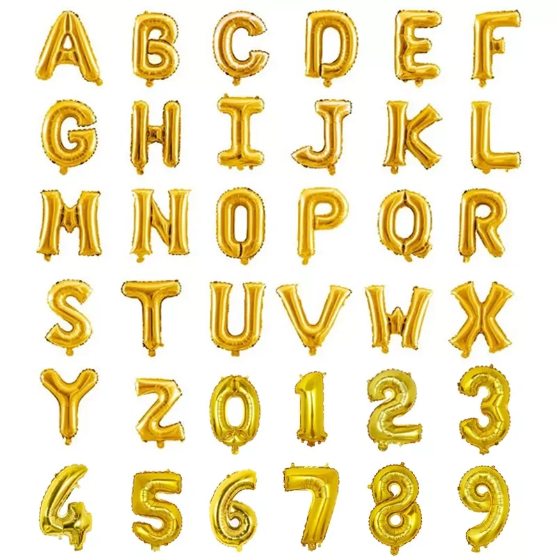 

16/40inch gold A-Z letters/ 0-9 numbers balloons birthday party decoration golden wedding balloons Globos anniversary decoration