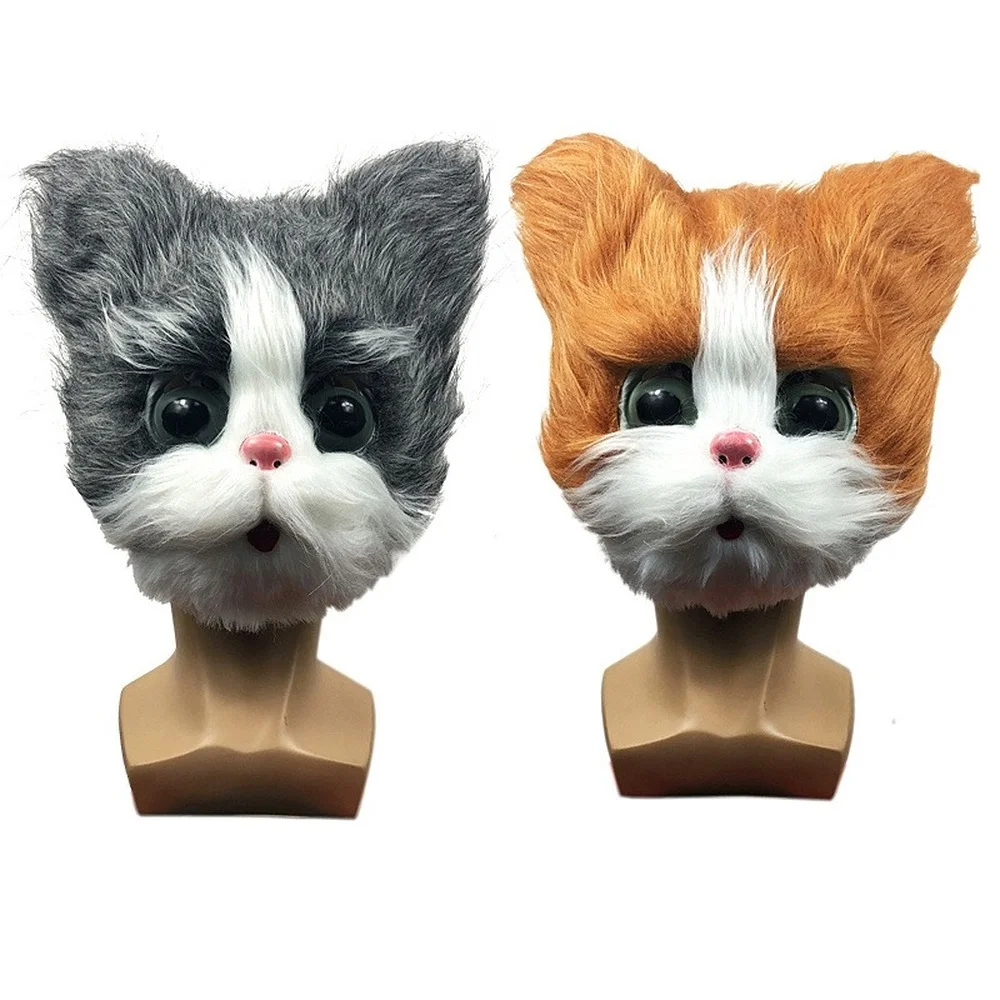 

Cute Cat Mask Halloween Novelty Costume Party Full Head Mask 3D Realistic Animal Cat Head Mask Cosplay Props