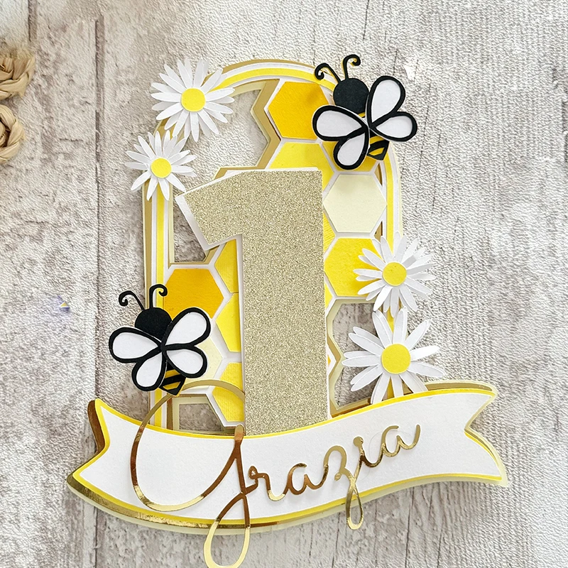 Топпер для пчелиного торта украшения дня рождения