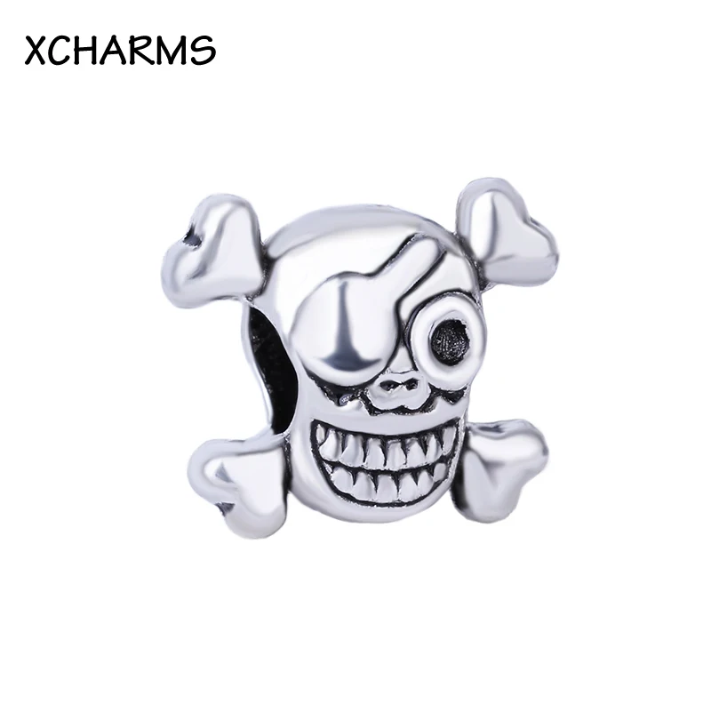 

Pirate Skeleton Charms Silver Color Beads DIY Big Hole Beads Fit Pandora Charms Bracelets Women Fashion Jewelry