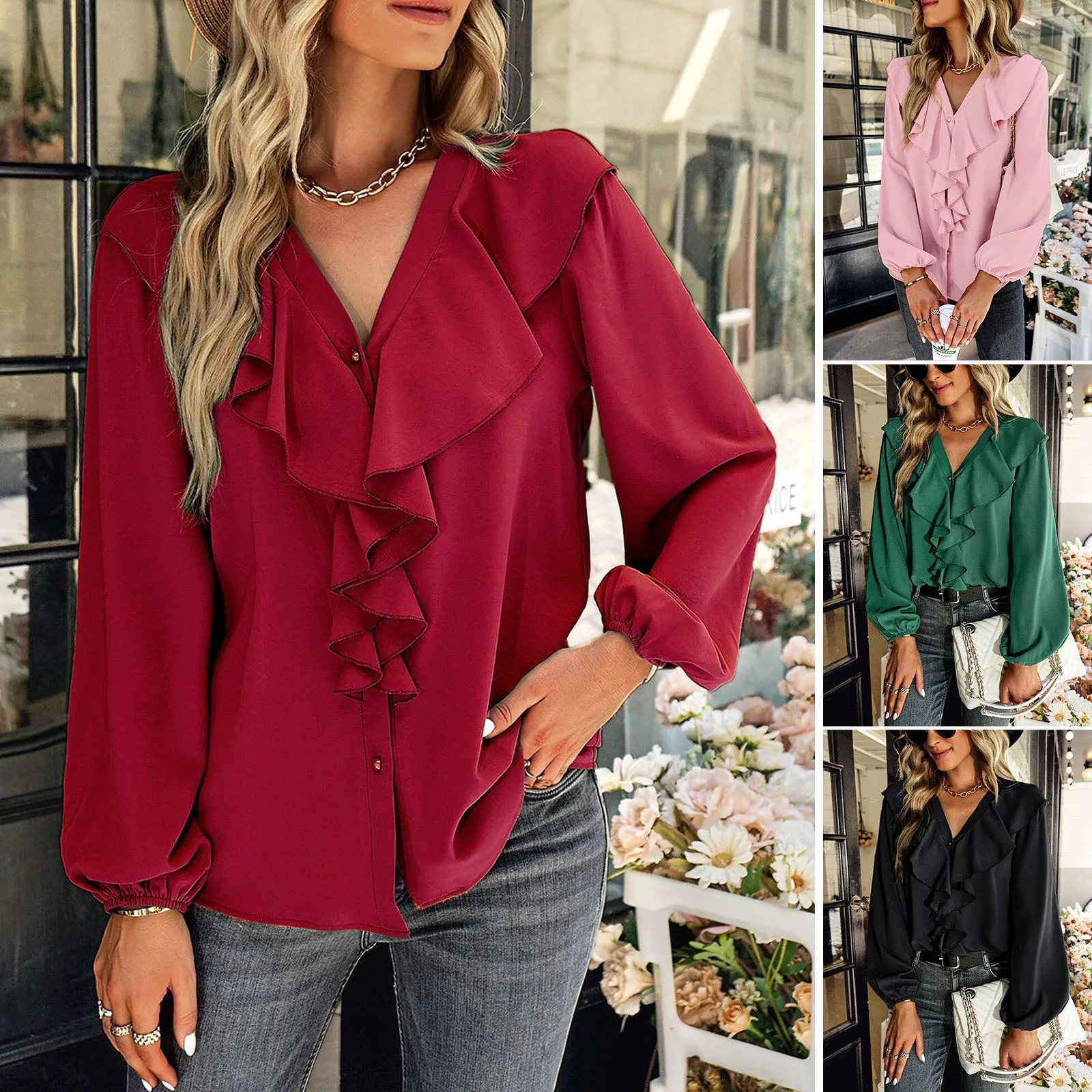 

Женская блуза с длинным рукавом