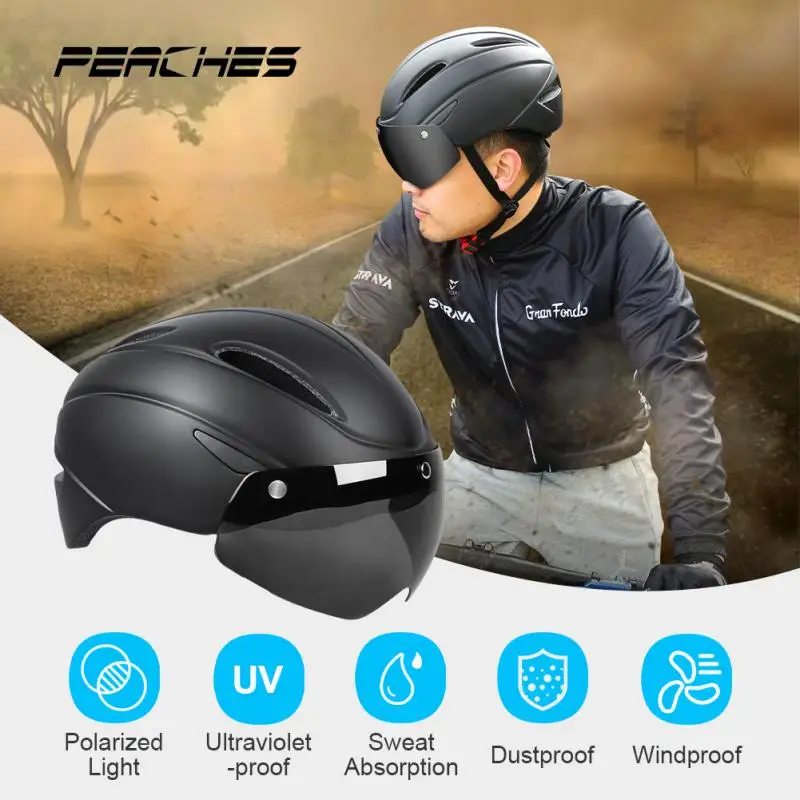 

Сверхлегкий защитный шлем для езды на велосипеде на открытом воздухе, мотоциклетный велосипедный шлем, съемный козырек с линзами, шлем для ...