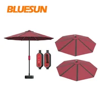 High quality solar powered patio umbrella with led solar light umbrellas