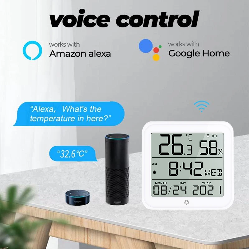 Tuya Wi-Fi датчик температуры и влажности для умного дома термометр детектор Smart Life