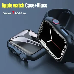 Glass+Case For Apple Watch Series 7 6 5 4 3 SE Bumper+Screen Protector Cover For iWatch Accessories 44mm 40mm 42mm 38mm 45/41mm Glass+Case For Apple Watch Series 7 6 5 4 3 SE Bumper+Screen Protector Cover For iWatch Accessories 44mm 40mm 42mm 38mm 45/41mm
