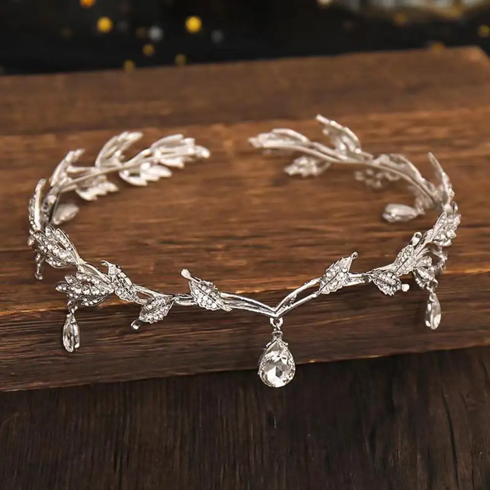 

Leaves Shape Adjustable Tiara Sparkling Bridal Crown Elegant Leaves Shape Tiara for Wedding Hair Adjustable Headpiece Jewelry