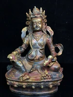 8 chinese folk collection old bronze cinnabar mud gold yellow god of wealth buddha huang caishen sitting buddha town house