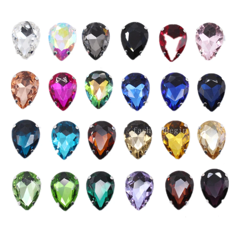 Высококачественные каплевидные кристаллы AAA 10*14 мм, пришивные стразы с серебряным когтем, каплевидный камень для платьев, одежды, сумок, обуви Высококачественные каплевидные кристаллы AAA 10*14 мм, пришивные стразы с серебряным когтем, каплевидный камень для платьев, одежды, сумок, обуви