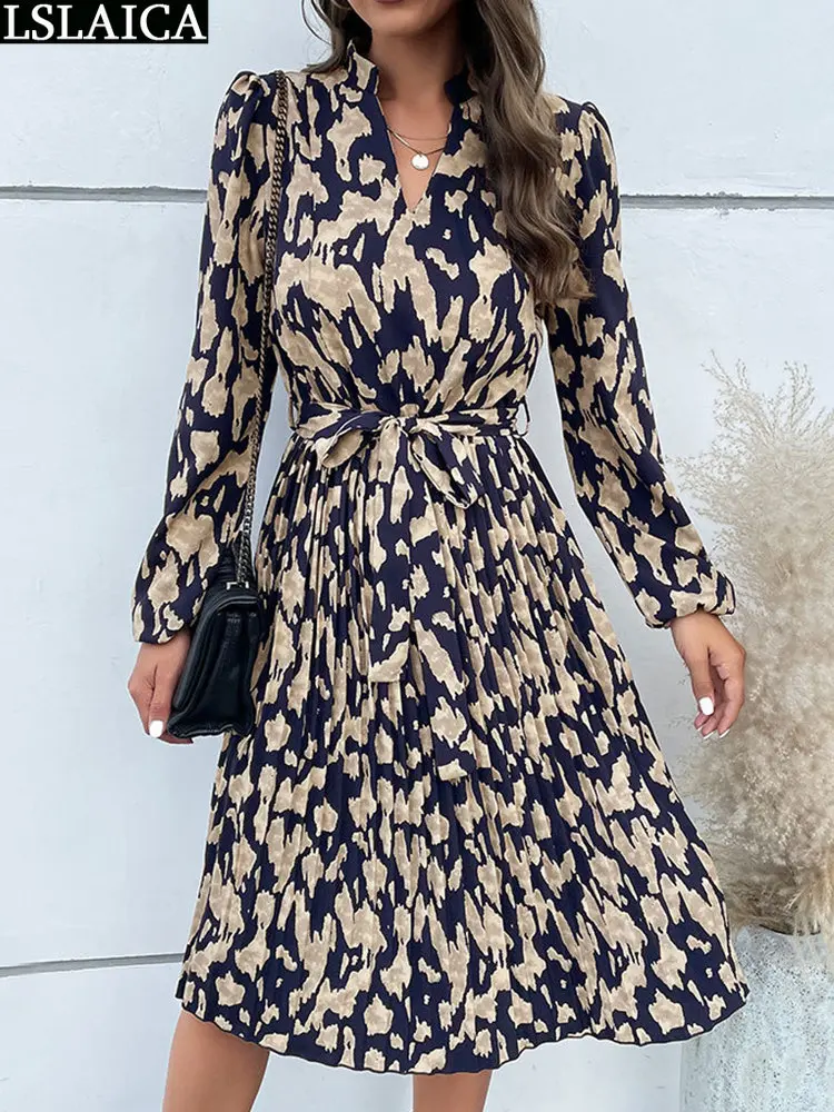 

Женское платье-рубашка с длинным рукавом, v-образный вырез, для выпускного вечера, 2023, юбки с принтом, на шнуровке, Роскошные вечерние платья, шикарные модные женские вечерние, элегантные платья в стиле бохо