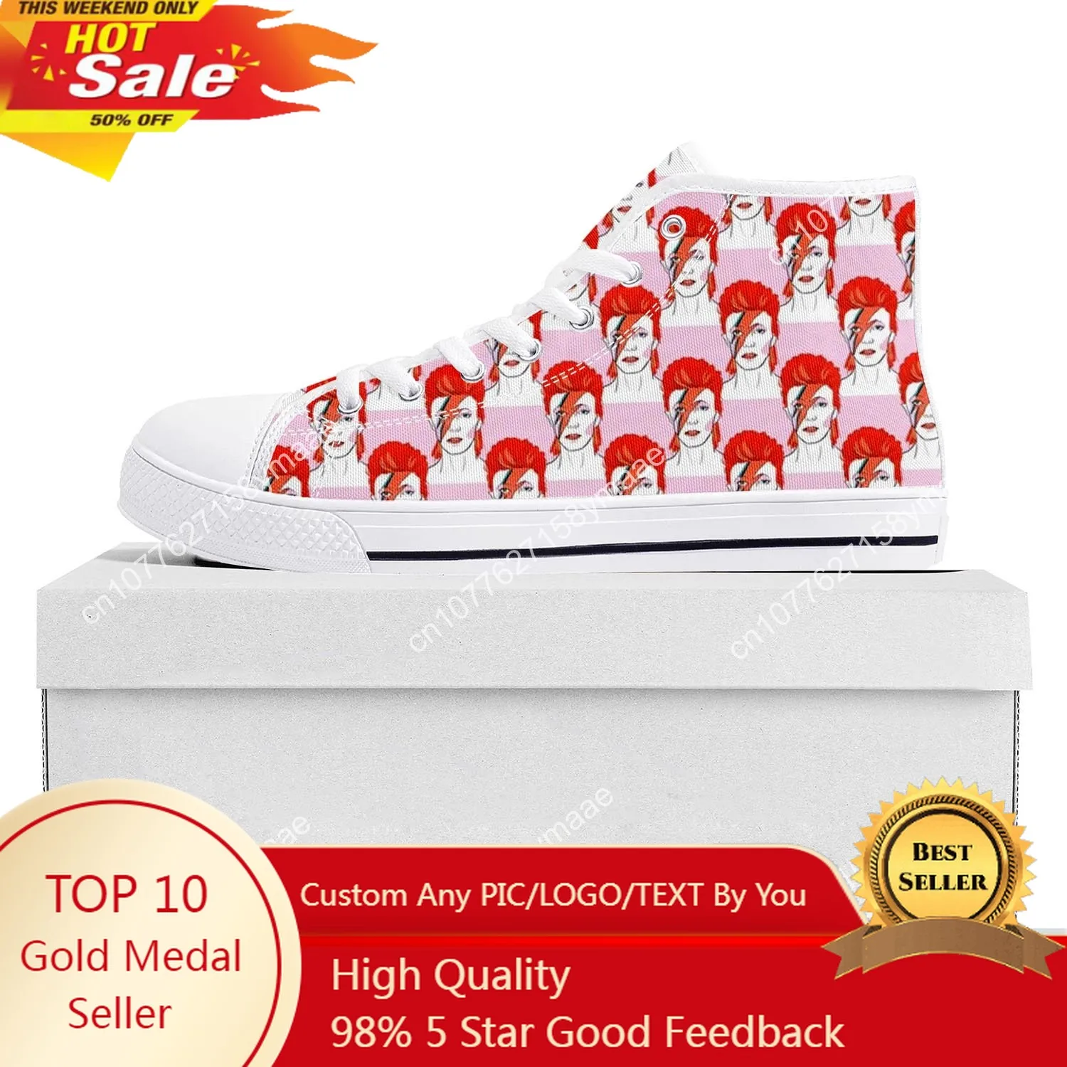 

David Rock Star High Top Sneakers Mens Womens Teenager Canvas Bowie High Quality Sneaker Casual Custom Made Shoes Customize Shoe