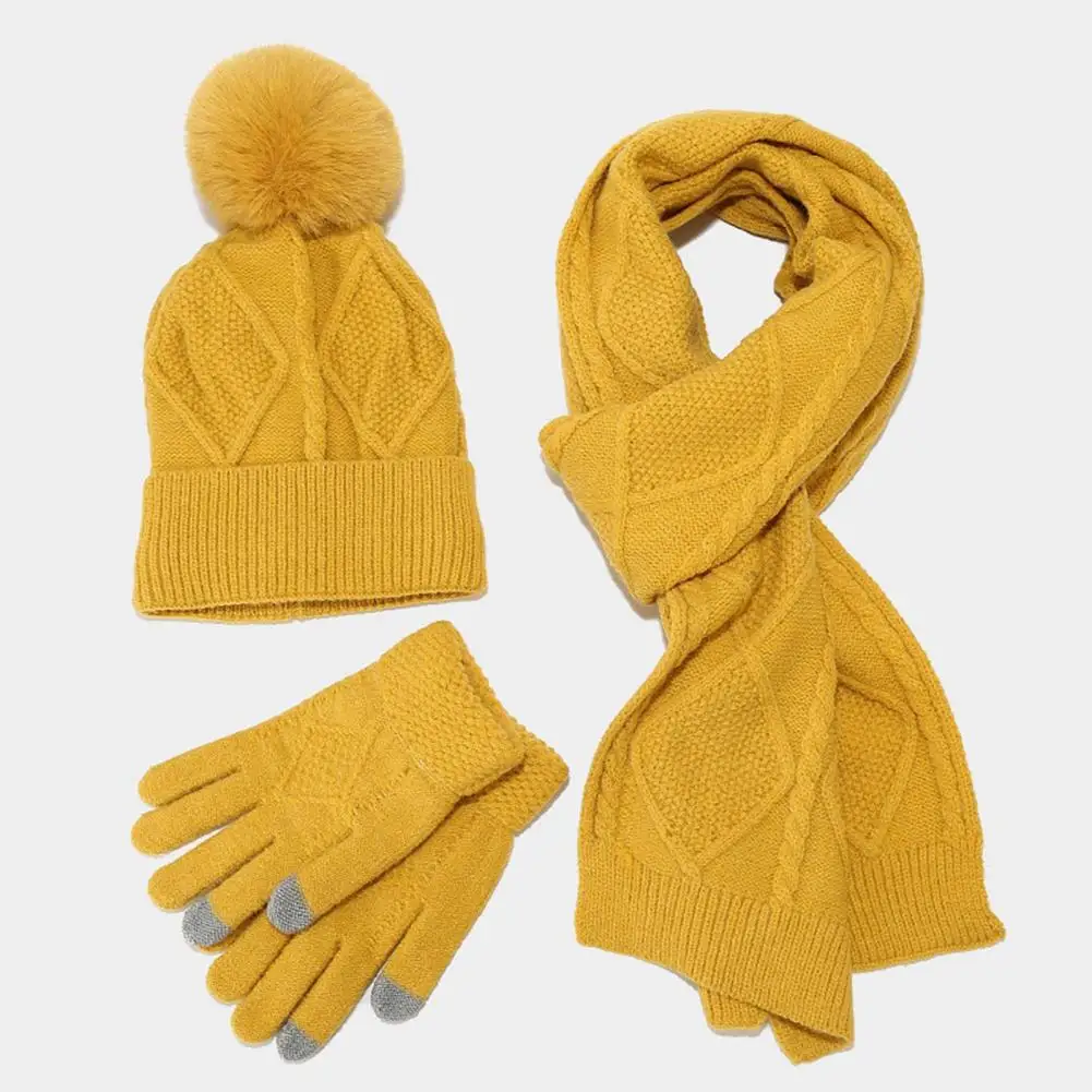 

1 компл. Стильные плюшевые шапки-бини вязаные шапка шарф перчатки осень зима искусственная шапка Модный узор для катания на лыжах